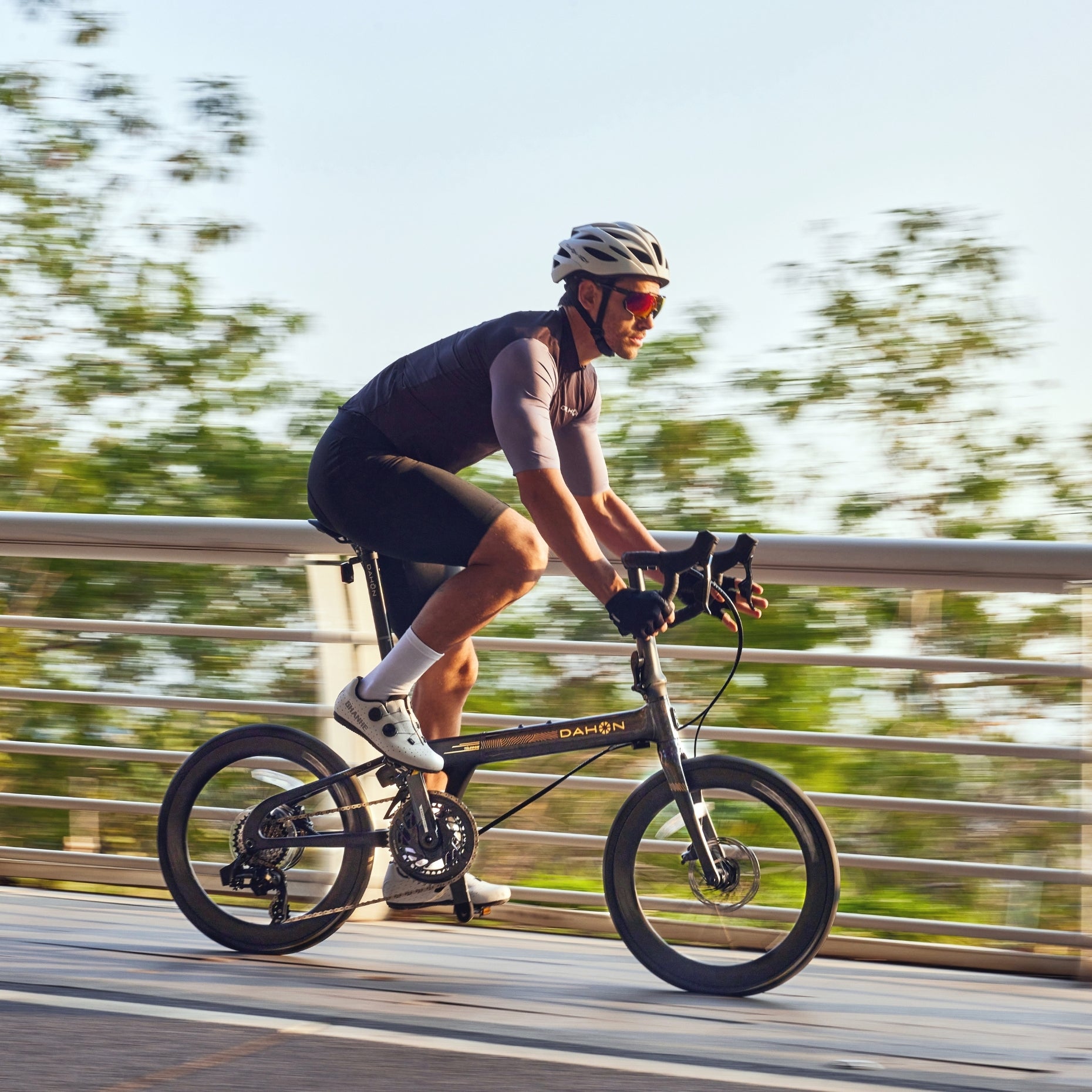 Rider on a DAHON performance folding bike