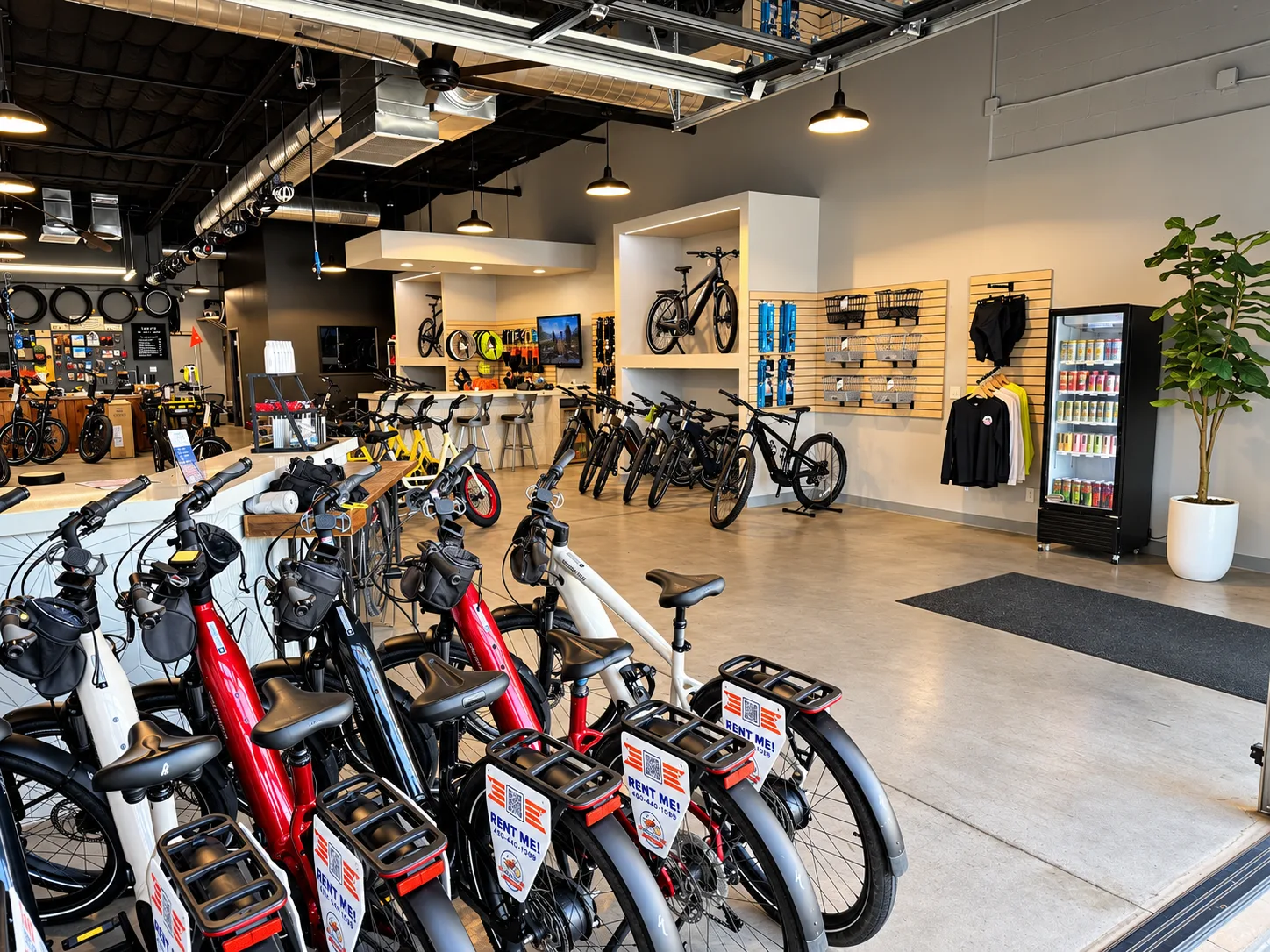 Inside the PedalJets showroom with e-bikes ready to ride